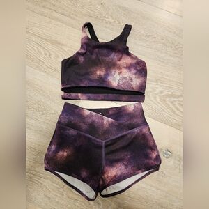 Women's Galaxy Pink And Purple BUTI MVMNT Print Activewear Set